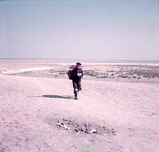 Shrimper on sands, Mont-Saint-Michel, Brittany, France, c1955. Creator: Arthur Charles Kirby Ware