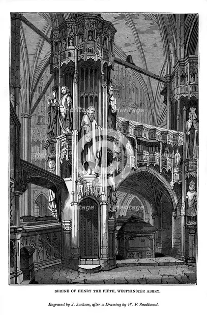 Shrine of Henry V, Westminster Abbey, 1843. Artist: J Jackson