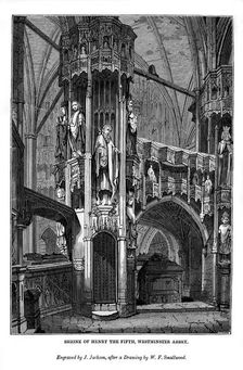 Shrine of Henry V, Westminster Abbey, 1843. Artist: J Jackson