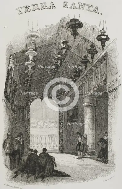 Shrine of the Nativity, Bethlehem, 1840.  Creator: Émile Rouargue.