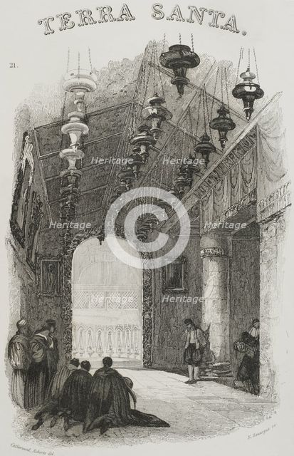 Shrine of the Nativity, Bethlehem, 1840.  Creator: Émile Rouargue.