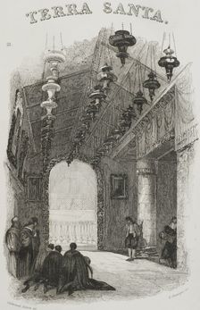 Shrine of the Nativity, Bethlehem, 1840. Creator: Émile Rouargue
