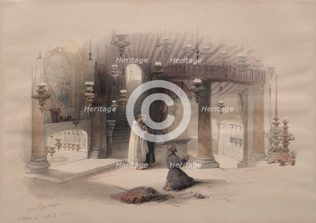 Shrine of the Nativity, Bethlehem, 1839. Creator: David Roberts (British, 1796-1864).