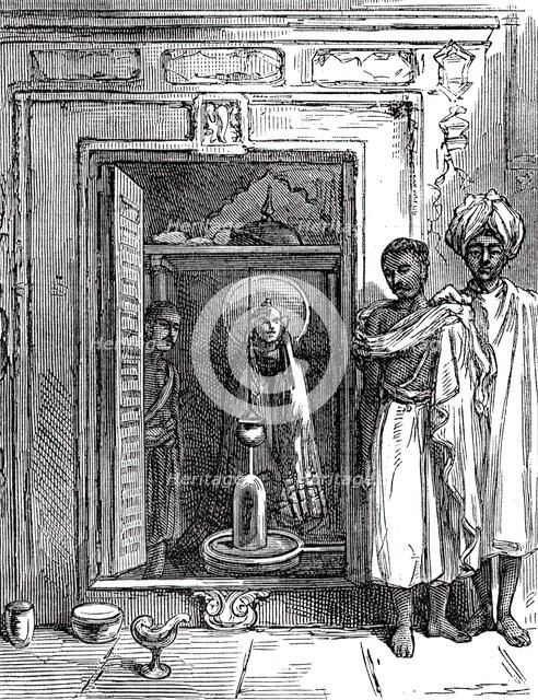Shrine of the Parbutty Temple at Poonah, 1876. Creator: Unknown.