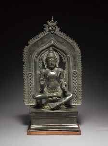 Shrine with a Seated Male Deity, 1300s-1400s. Creator: Unknown