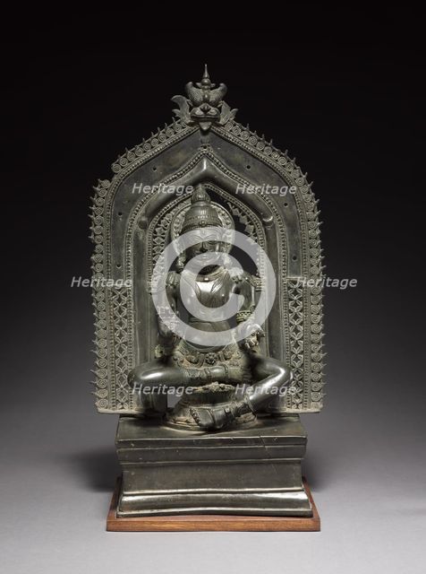 Shrine with a Seated Male Deity, 1300s-1400s. Creator: Unknown.