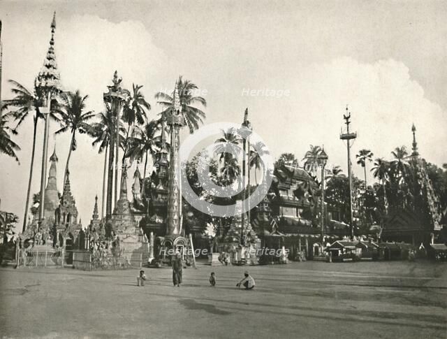 'Shrines at the Shwe Dagon Pagoda, Rangoon', 1900. Creator: Unknown.