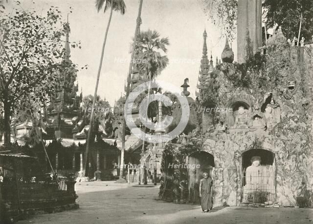 'Shrines at the Shwe Dagon Pagoda, Rangoon', 1900. Creator: Unknown.