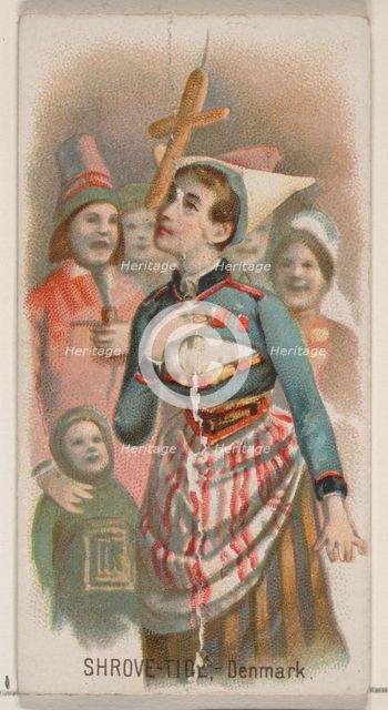 Shrove-Tide, Denmark, from the Holidays series (N80) for Duke brand cigarettes, 1890., 1890. Creator: George S. Harris & Sons.