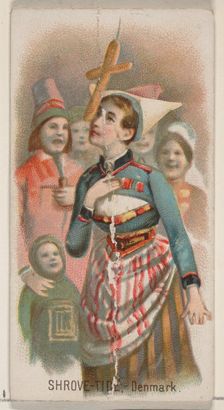 Shrove-Tide, Denmark, from the Holidays series (N80) for Duke brand cigarettes, 1890., 1890. Creator: George S. Harris & Sons