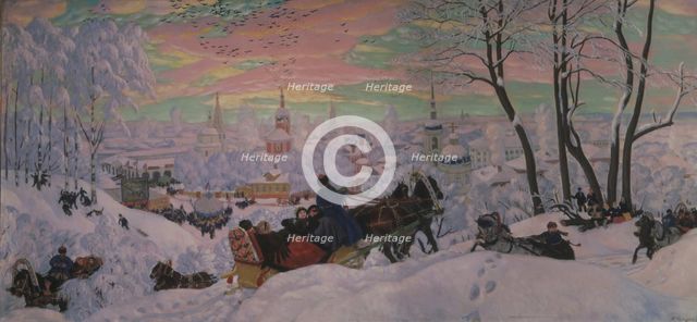 Shrovetide, 1916. Artist: Kustodiev, Boris Michaylovich (1878-1927)