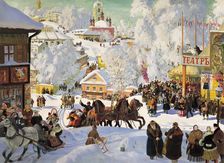 Shrovetide 1919. Artist: Boris Mikhajlovich Kustodiev