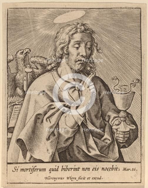 Si mortiferum quid biberint ... (Saint John the Evangelist). Creator: Hieronymous Wierix.