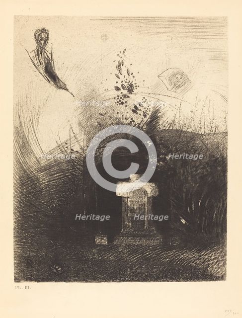 Si par une nuit lourde et sombre, un bon chretien, par charite, derriere quelque vieux..., 1890. Creator: Odilon Redon.