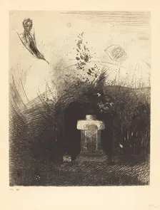 Si par une nuit lourde et sombre, un bon chretien, par charite, derriere quelque vieux..., 1890. Creator: Odilon Redon