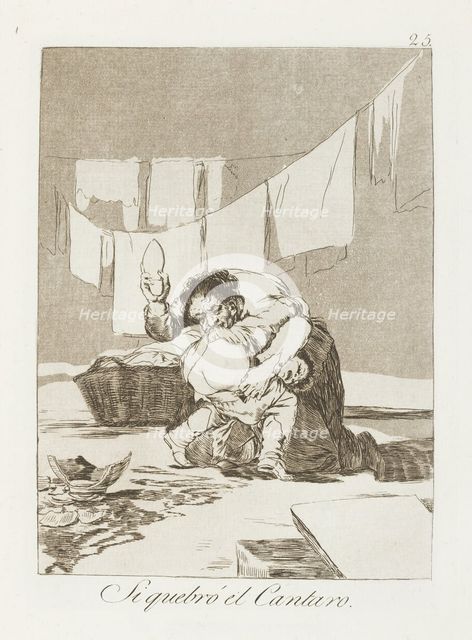 Si quebró el Cantaro.; Los Caprichos, pl.25, 1799. Creator: Francisco Goya.