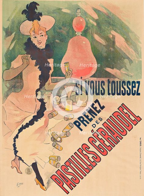 Si vous toussez, prenez des Pastilles Géraudel, 1891. Creator: Jules Cheret.