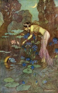 Sita Finds Rama Among Lotus Blooms 1913. Creator: Warwick Goble