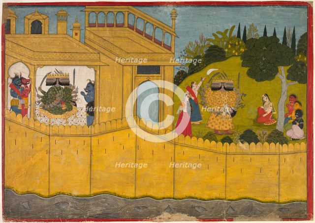Sita in the Garden of Lanka, From the Ramayana epic of Valmiki, c. 1725. Creator: Unknown.