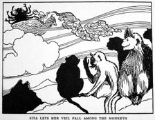 Sita Lets Her Veil Fall among the Monkeys 1925. Creator: Unknown