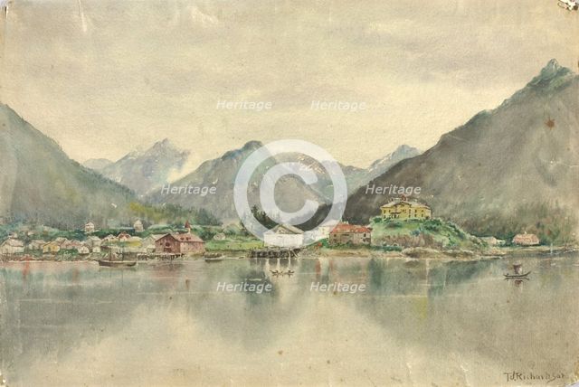 Sitka from the Islands, Showing Russian Castle, 1888. Creator: Theodore J. Richardson.