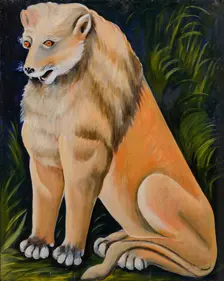 Sitting Yellow Lion. Creator: Pirosmani, Niko (1862-1918)