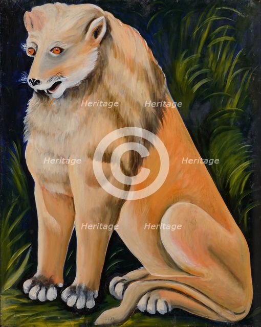 Sitting Yellow Lion. Creator: Pirosmani, Niko (1862-1918).