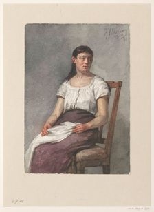 Sitting girl, 1881. Creator: Hendrik Valkenburg