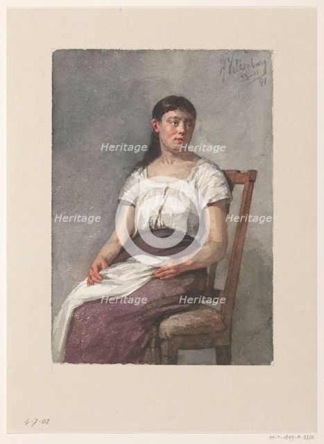 Sitting girl, 1881. Creator: Hendrik Valkenburg.
