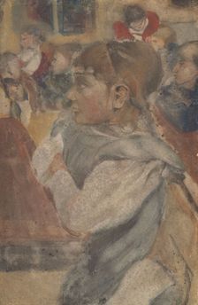 Sitting girl behind school desk, 1874-1945. Creator: Carel Adolph Lion Cachet