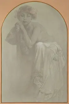 Sitting Half Nude, 1929. Creator: Mucha, Alfons Marie (1860-1939)