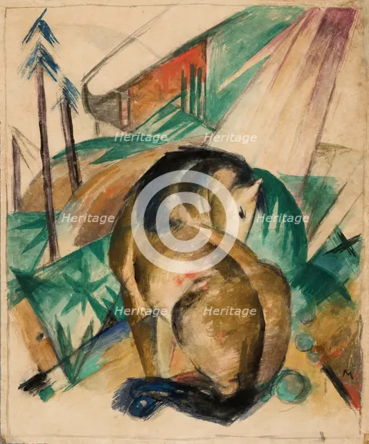 Sitting horse, c. 1912.