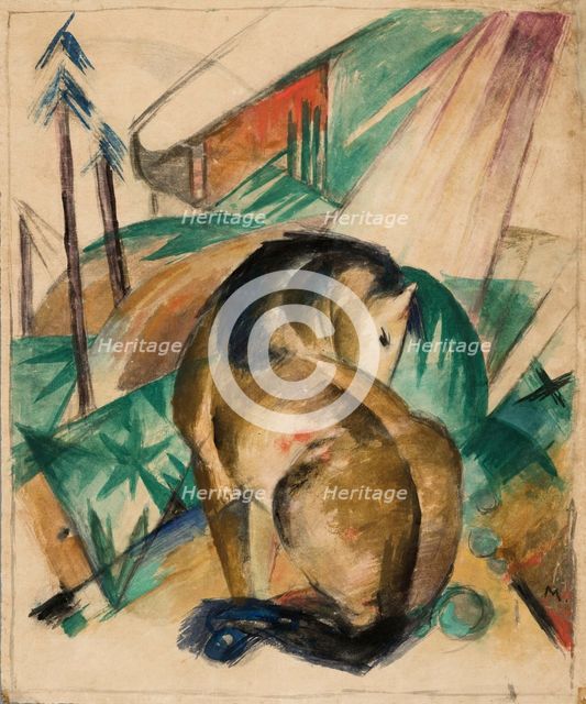 Sitting horse, c. 1912.