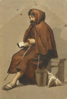 Sitting monk, model exercise, c1890s. Creator: Albert Edelfelt