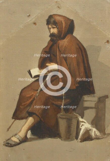 Sitting monk, model exercise, c1890s. Creator: Albert Edelfelt.