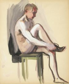 Sitting naked, c1910s. Creator: Verner Thome