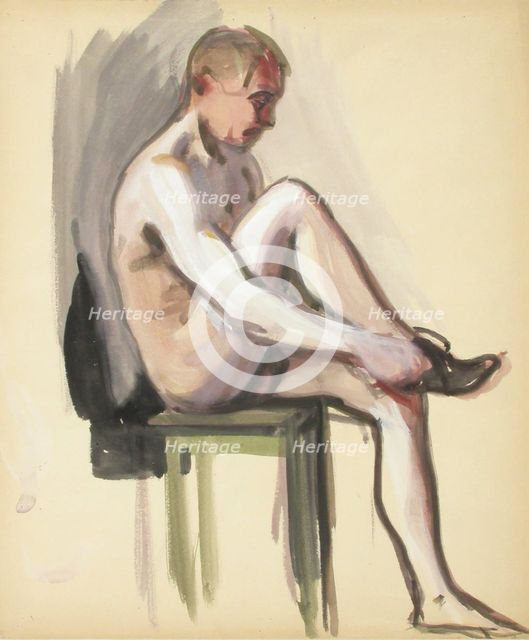 Sitting naked, c1910s. Creator: Verner Thome.