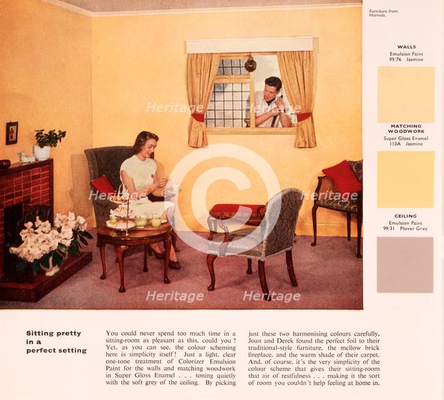 'Sitting pretty in a perfect setting', 1950s. Creator: Unknown.