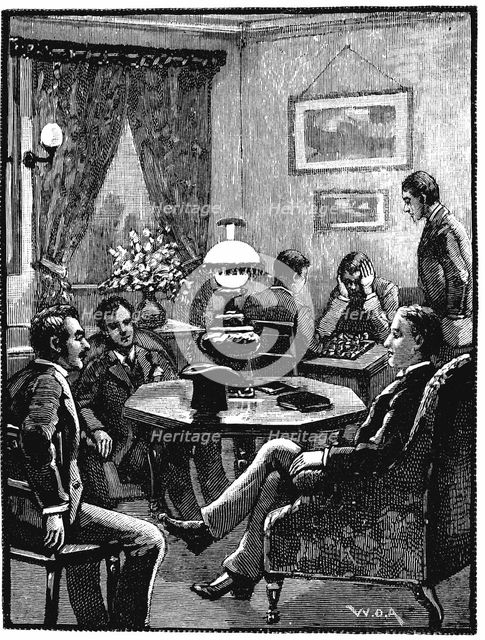 Sitting room at YMCA, Exeter Hall, London, 1887. Artist: Unknown