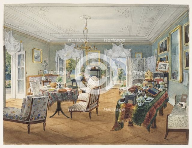 Sitting Room in a Country Estate, 1830-1840s. Artist: Anonymous  