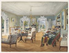 Sitting Room in a Country Estate, 1830-1840s. Artist: Anonymous