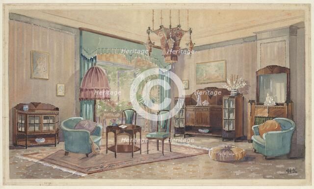 Sitting room with palm, c.1925. Creator: Monogrammist HK.