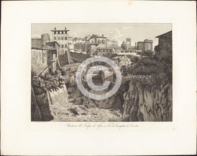 Situatione del Tempio di Vesta a Tivoli, dirimpetto la Cascata, 1798. Creator: Albert Christoph Dies.