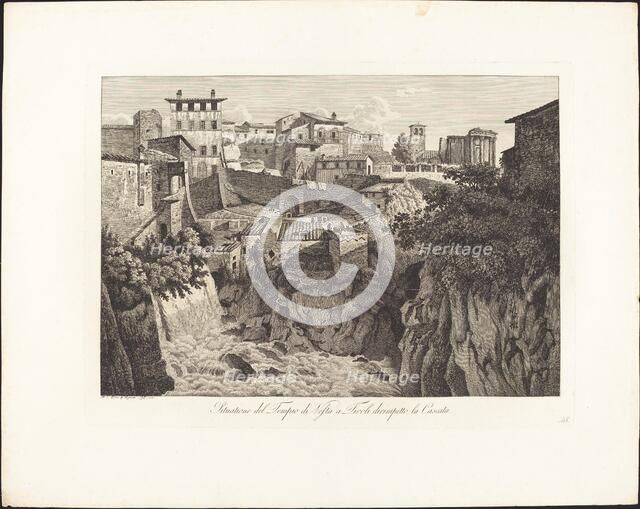 Situatione del Tempio di Vesta a Tivoli, dirimpetto la Cascata, 1798. Creator: Albert Christoph Dies.