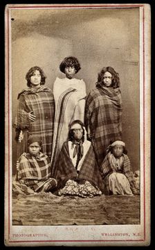 Six Maori people, c1870s. Creator: James Bragge