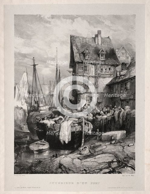 Six Marines: Intérieur dun port, 1833. Creator: Eugène Isabey (French, 1803-1886).