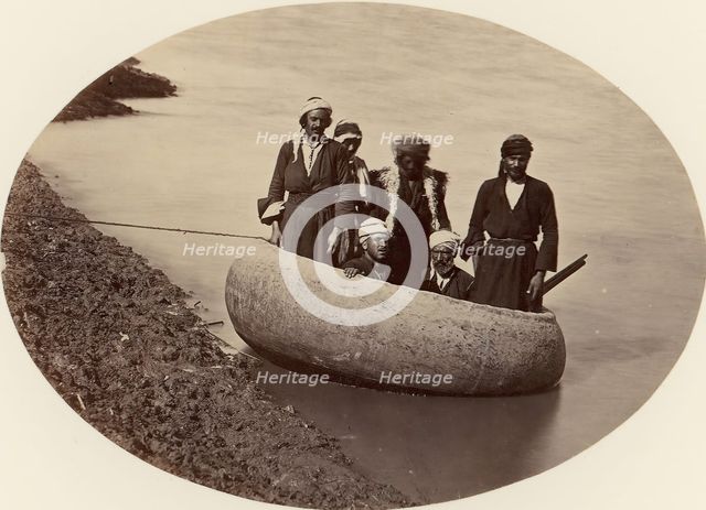 Six Men in a Round Boat, Baghdad, ca. 1870. Creator: Unknown.