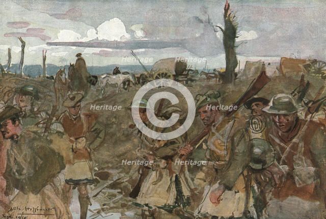 'Six Mois Dans la Somme; Dans les lignes anglaises: Contalmaison (septembre 1916)', 1916. Creator: Charles Hoffbauer.