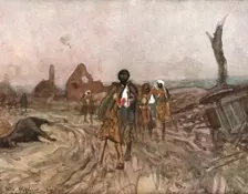 Six Mois Dans la Somme; Senegalais blesses, sur la route d'Assevillers (septembre 1916) 1916. Creator: Charles Hoffbauer