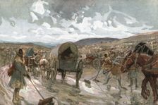 Six Mois Dans la Somme; Sur la route, entre Maricourt et Suzanne (octobre 1916) 1916. Creator: Charles Hoffbauer